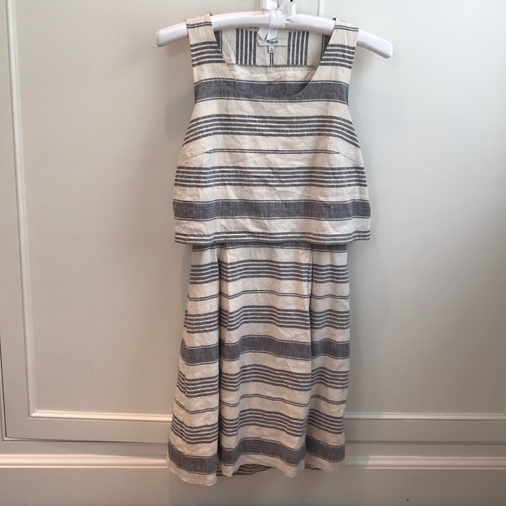 Madewell Linen Striped Mini Dress